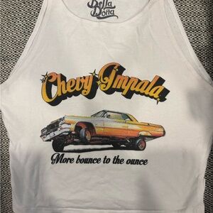 Bella D. White Chevy Impala Graphic Tank Top